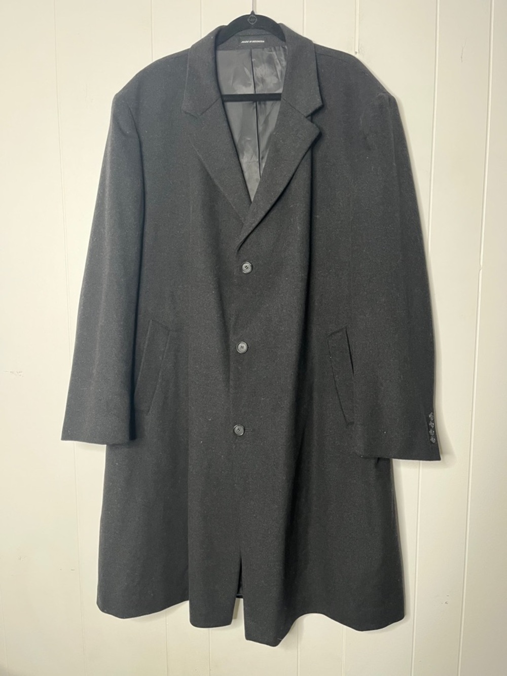 Lauren Ralph Lauren Cashmere Blend Black and Grey Herringbone Overcoat Size 50R